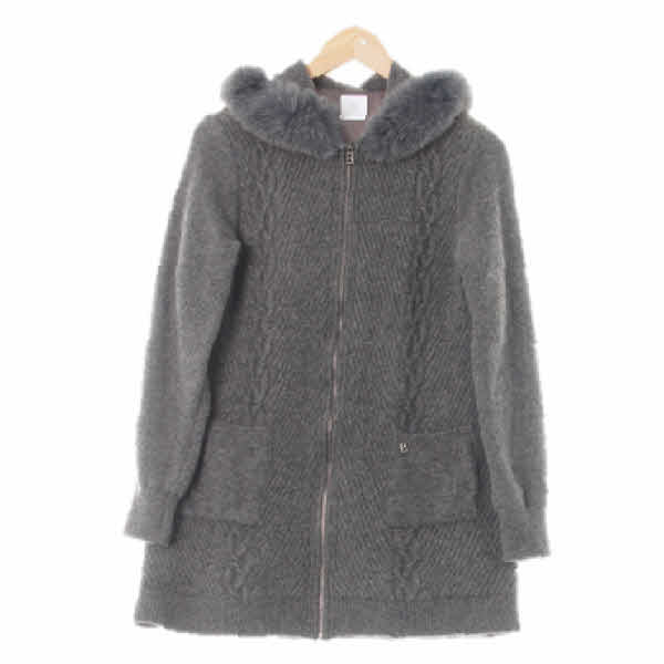 bogner 차콜 구스 블루폭스퍼니트집업패딩