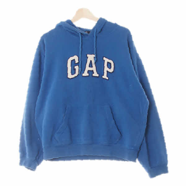 gap 블루 면혼방 빅펠트로고기모후드티