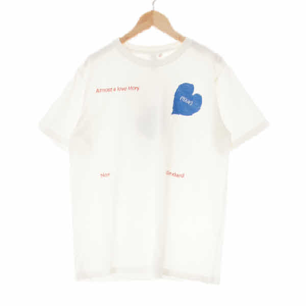 키준 화이트 블루하트프린팅 면 allmostlovestory반팔티