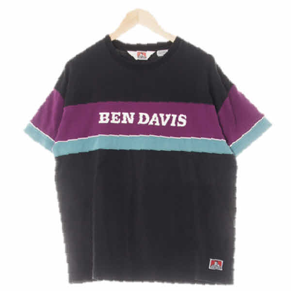 bendavis 블랙바이올렛포에버블루 면 블럭빅로고라운드반팔티