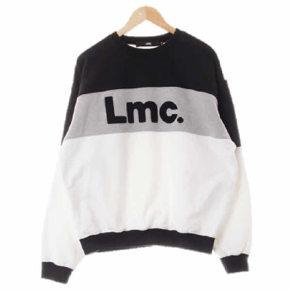 lmc 화이트블랙그레이 면 부클텍스트디파인루즈맨투맨