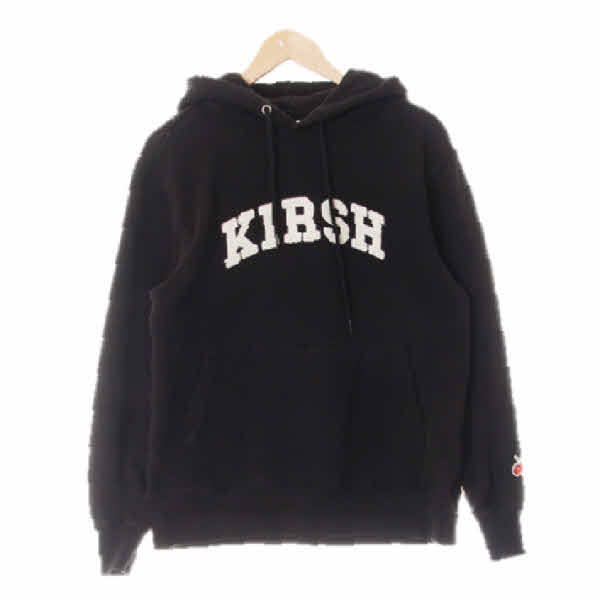 kirsh 블랙 면혼방 부클텍스트체리후드티