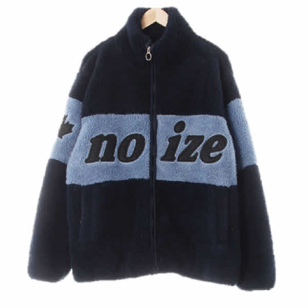 noize 딥네이비콘플라워블루 빅로고패치배색플리스집업