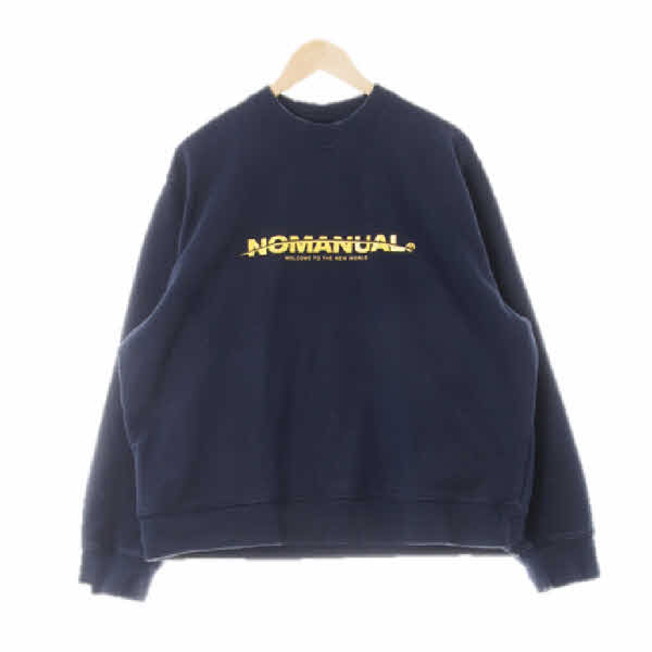 nomanual 네이비 프린팅 면 디파인텍스트루즈맨투맨