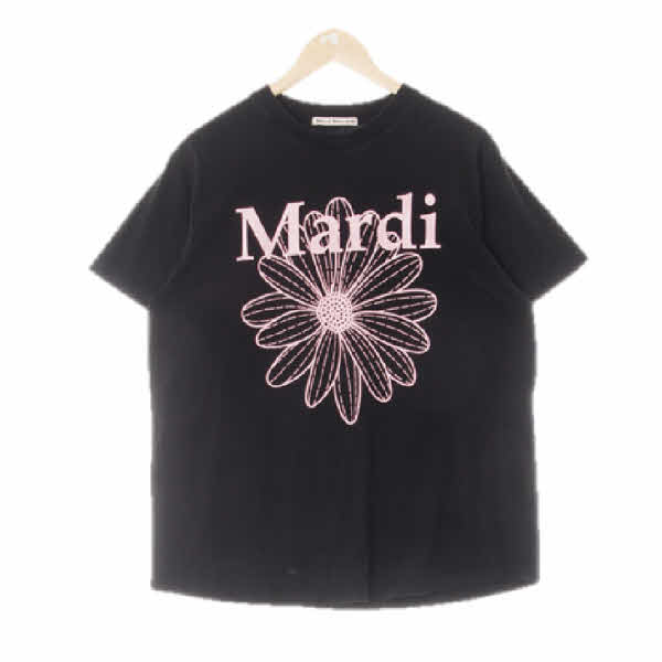 Mardi mercredi 블랙 프린팅 면 빅플라워레터반팔티