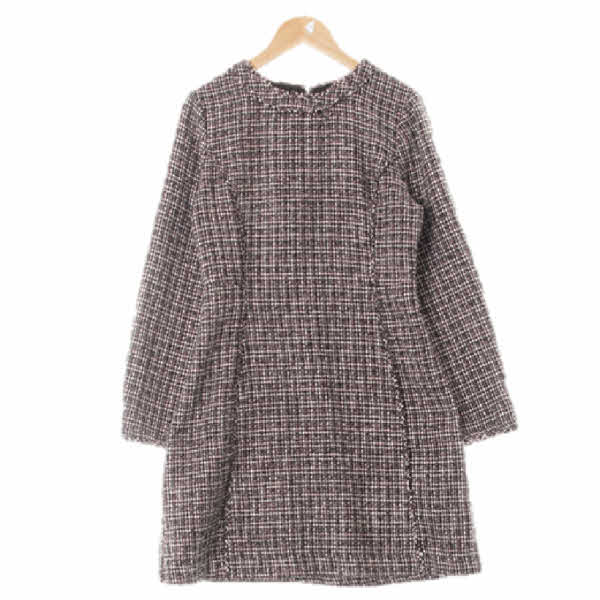 mixxo 블랙핑크 체크 울혼방 트위드슬림프린지원피스