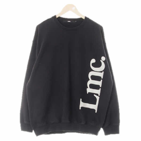 lmc 블랙 면 빅라벨링맨투맨