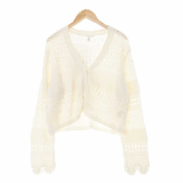 h&m 코코넛밀크 면 펀칭물결소매크롭가디건