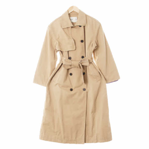 mixxo 베이지 면 워싱플랩롱더블트렌치코트