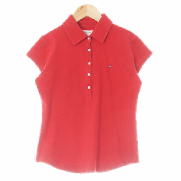 Tommygirl 레드 면혼방 미니로고캡소매폴로반팔티