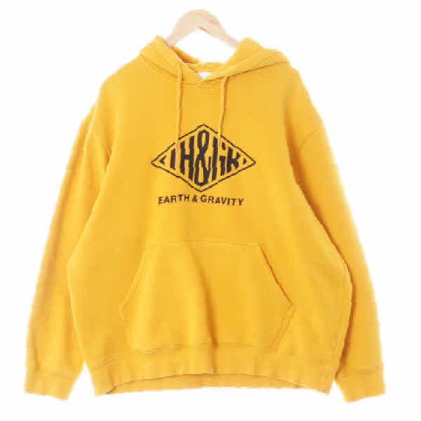 h&m 골든로드옐로우 프린팅 면혼방 기모캥거루포켓후드티