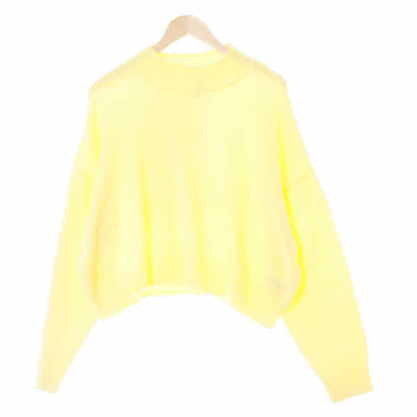h&m 버터컵옐로우 모크넥가오리핏숏니트