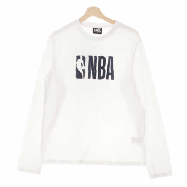 NBA 화이트 프린팅 면 중앙빅로고긴팔티