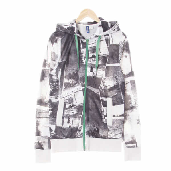 h&m 블랙화이트 그래픽 포인트지퍼후드집업