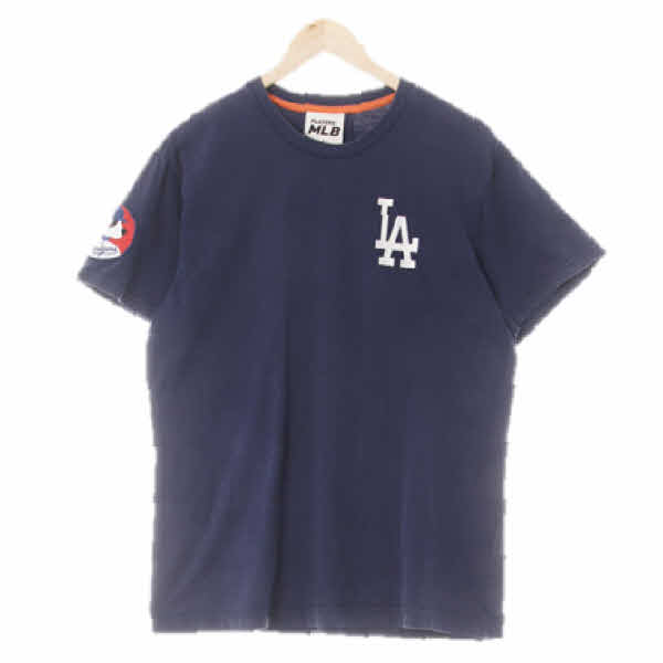MLBXBEYONDCLOSET 빈티지네이비 면혼방 LA다저스라운드반팔티