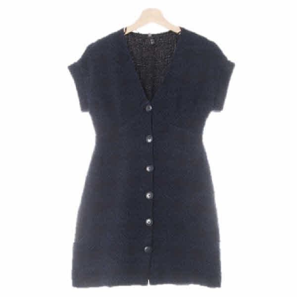 자라 네이비블랙 브이넥캡슬리브트위드원피스