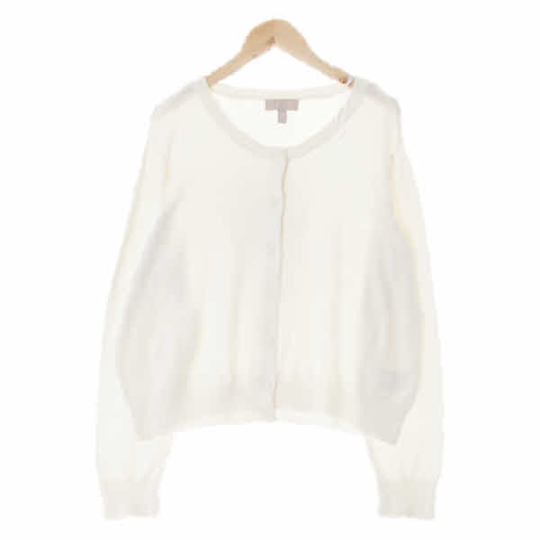 h&m 화이트 비스코스혼방 라운드넥긴팔가디건