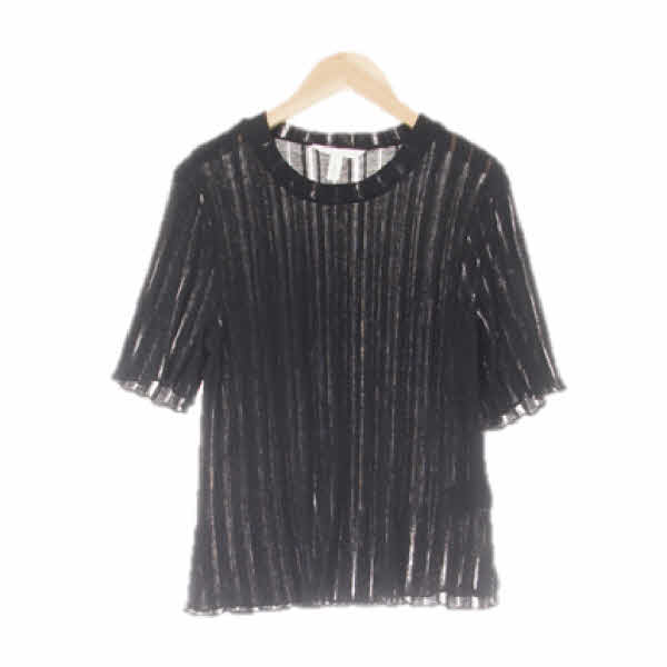 h&m 블랙 시스루스트라이프 반소매니트
