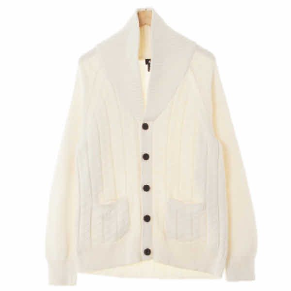 h&m 아이보리 면 리브드숄카라포켓가디건