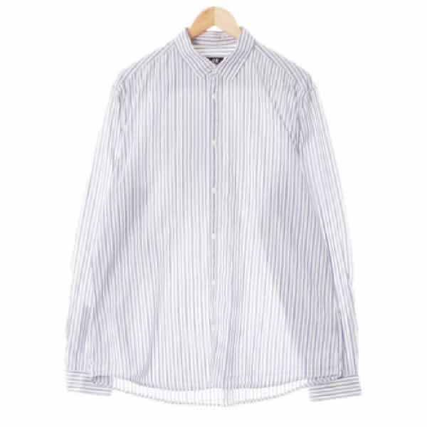 h&m 블루쉐도우화이트 스트라이프 면 긴팔셔츠