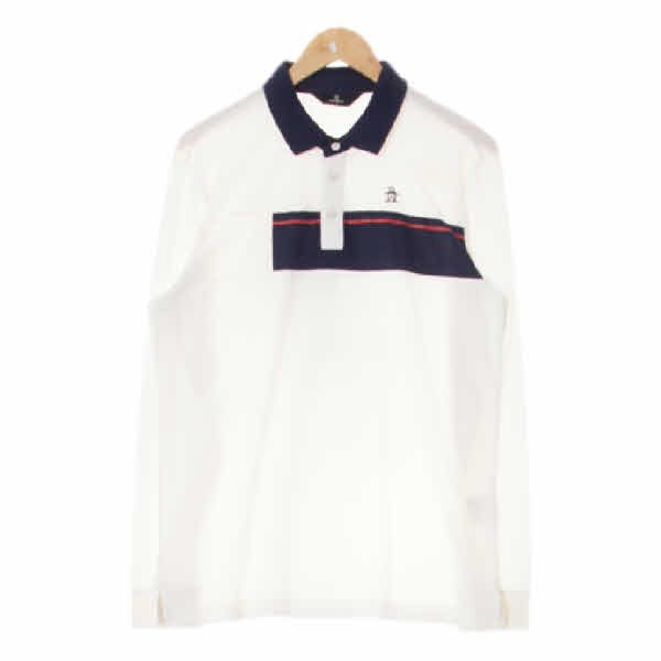 munsingwear 클리어화이트 네이비배색메쉬긴팔카라티