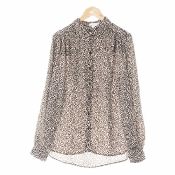 h&m 블랙화이트 나뭇잎가지패턴 셔츠블라우스