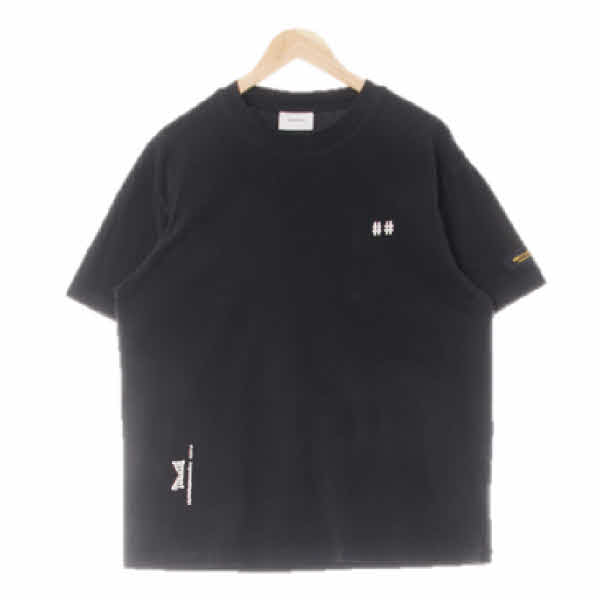 beentrill 블랙 프린팅 면 백레터링반팔티