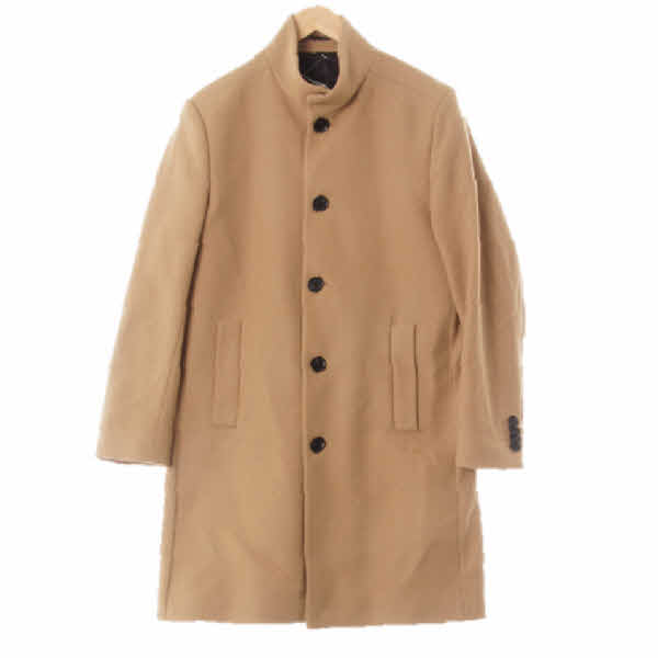 h&m 카멜브라운 캐시미어혼방 하이넥모던코트