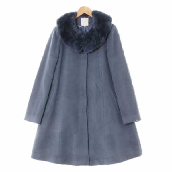 꼼빠니아 슬레이트블루 울혼방 퍼카라a라인코트