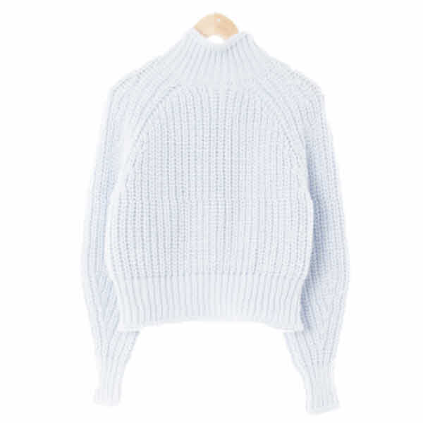 h&m 소프트스카이블루 울혼방 하이넥크롭니트스웨터