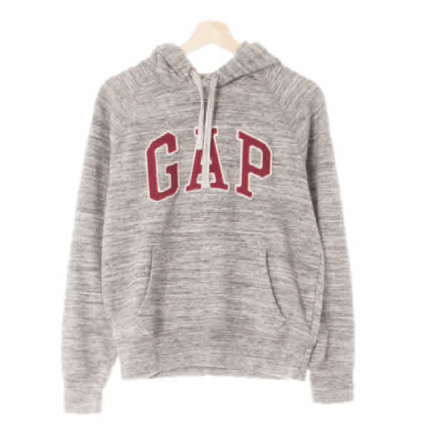 gap 다크그레이 면혼방 빅로고패치포켓후드티