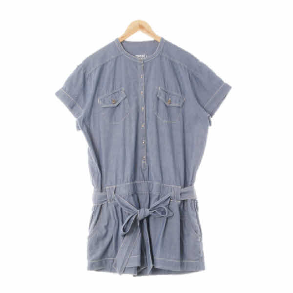 gap 라이트블루 면 스티치포켓숏점프수트