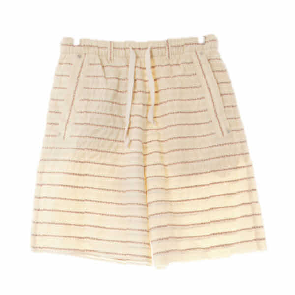 satur 아이보리 패턴스트라이프 면혼방 와이드반바지 