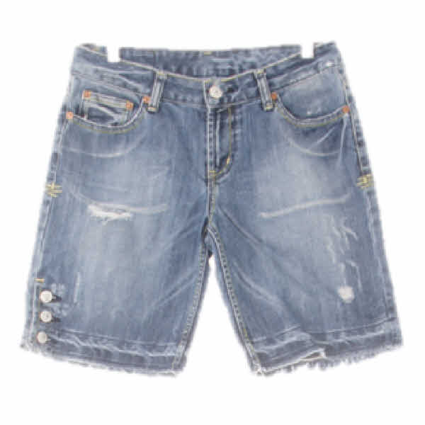 Guess 워시드진청 데님 사이드버튼데미지하프진