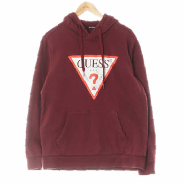 Guess 타우니포트레드 프린팅 데님 트라이앵글빅로고후드티