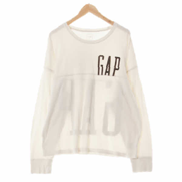 gap 아이보리 면 절개라인빅로고긴팔티