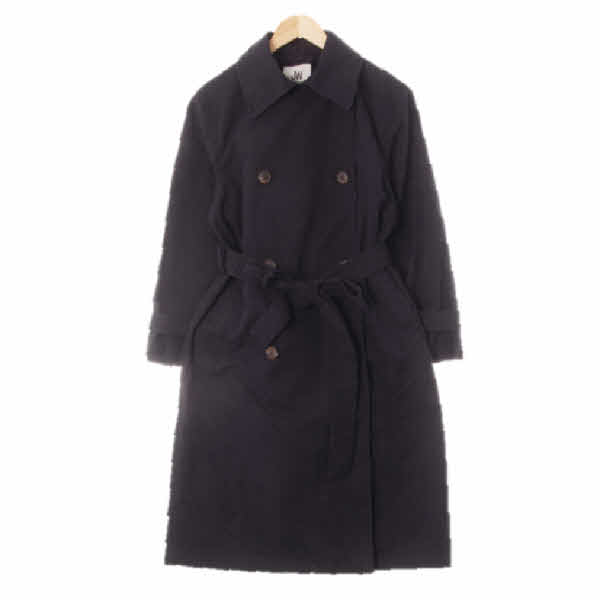 jasonwu 네이비 면혼방 빅카라발마칸코튼롱트렌치코트