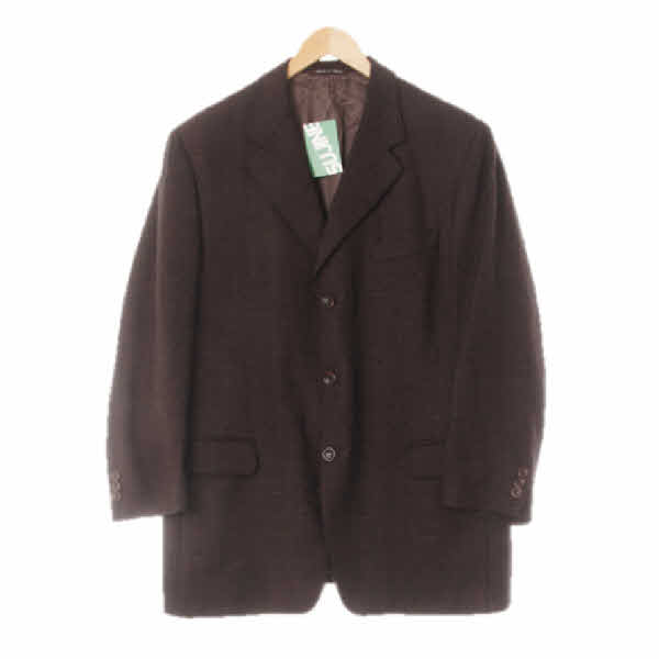 canali 브라운 체크 울 모직쓰리버튼블레이저
