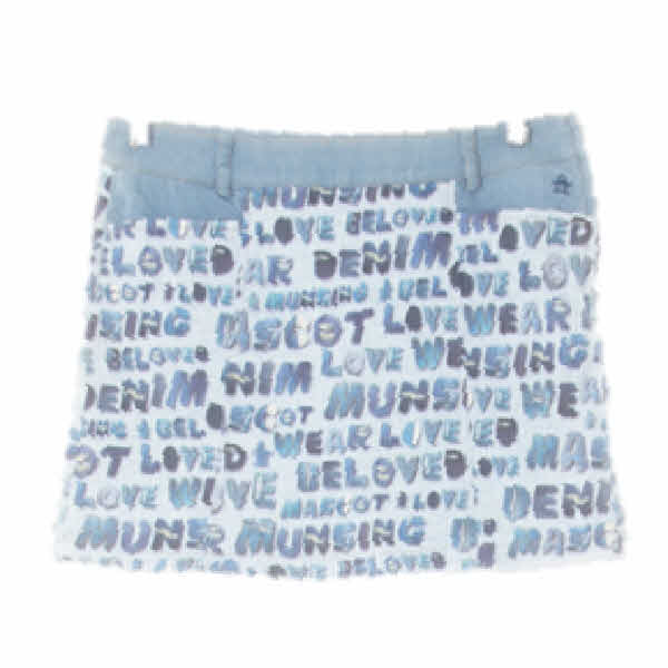 munsingwear 라이트블루 데님프린팅 면혼방 a라인절개골프스커트