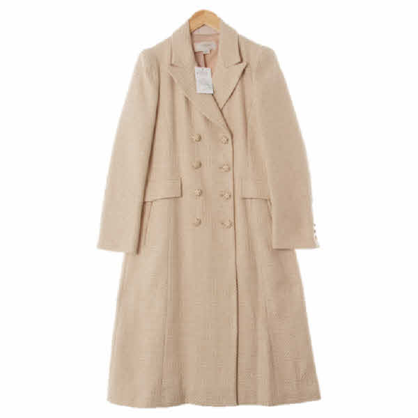 cerruti1881 베이지 체크 피크드라펠티어드더블코트