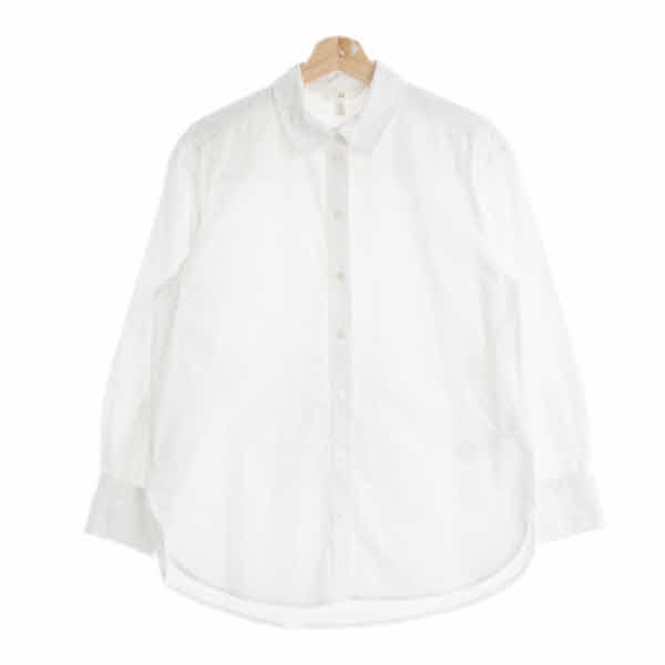 h&m 화이트 면 박스플리츠옥스퍼드셔츠