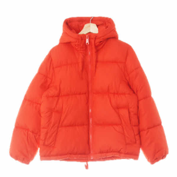 h&m 레드 하이넥후드숏패딩점퍼
