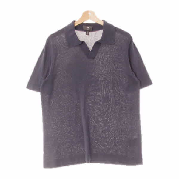 h&m 나이트쉐도우블루 면 슬릿카라반팔니트