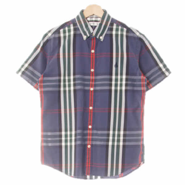 빈폴 빈티지네이비딥그린 체크 면 반팔셔츠