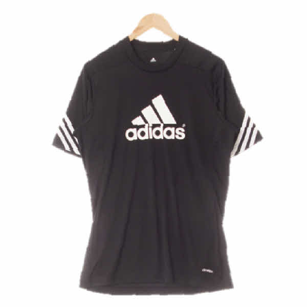 아디다스 블랙 프린팅 클리마라이트 빅로고삼선저지반팔티