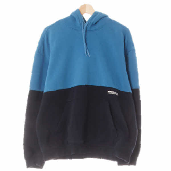 h&m 스카이다이버블루네이비 면혼방 컬러블럭레터링후드티