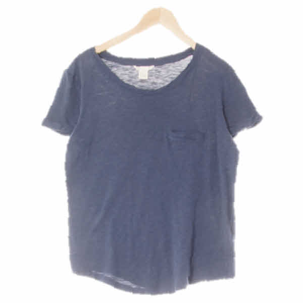 h&m 그레이시블루 모달혼방 포켓롤업보트넥반팔티