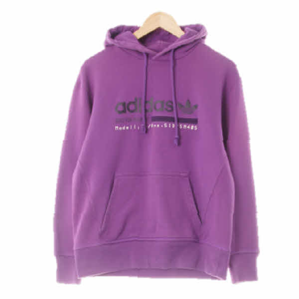 아디다스 퍼플 면 빅로고후드티