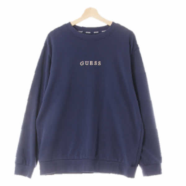 Guess 블루뎁스 면혼방 센터자수로고베이직맨투맨