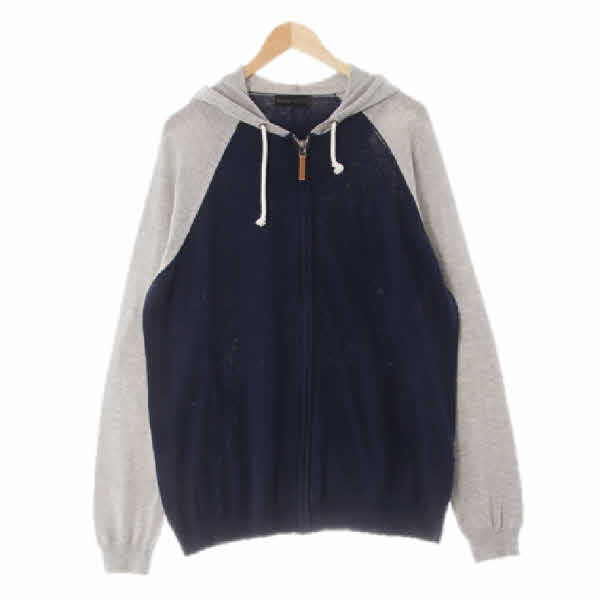 bershka 네이비그레이 면 나그랑투톤니트후드집업